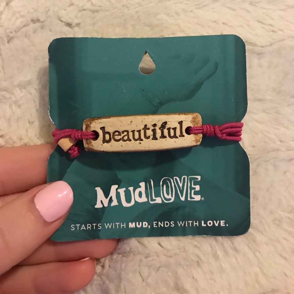 pink 'beautiful' mud love bracelet